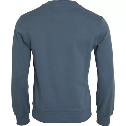 Jersey de algodón azul para hombre con cuello redondo y parche del logo Dolce & Gabbana