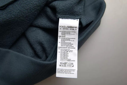 Jersey de algodón azul para hombre con cuello redondo y parche del logo Dolce & Gabbana