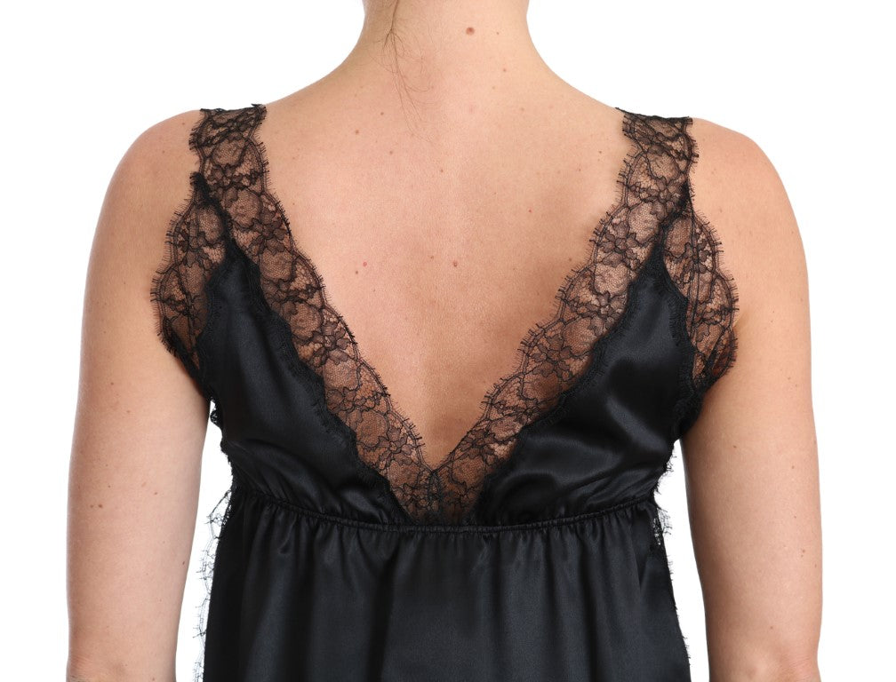 Caraco Dolce & Gabbana Lingerie Noir Dentelle Soie Stretch