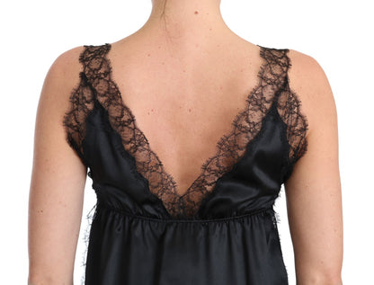 Caraco Dolce & Gabbana Lingerie Noir Dentelle Soie Stretch