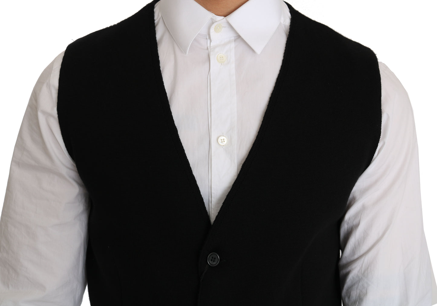 Robe en coton noir Dolce & Gabbana avec gilet tissé