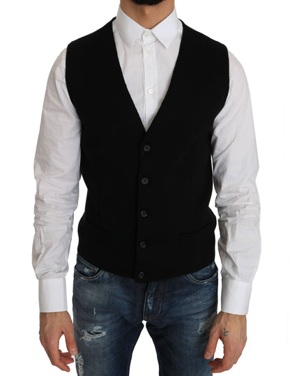 Robe en coton noir Dolce & Gabbana avec gilet tissé