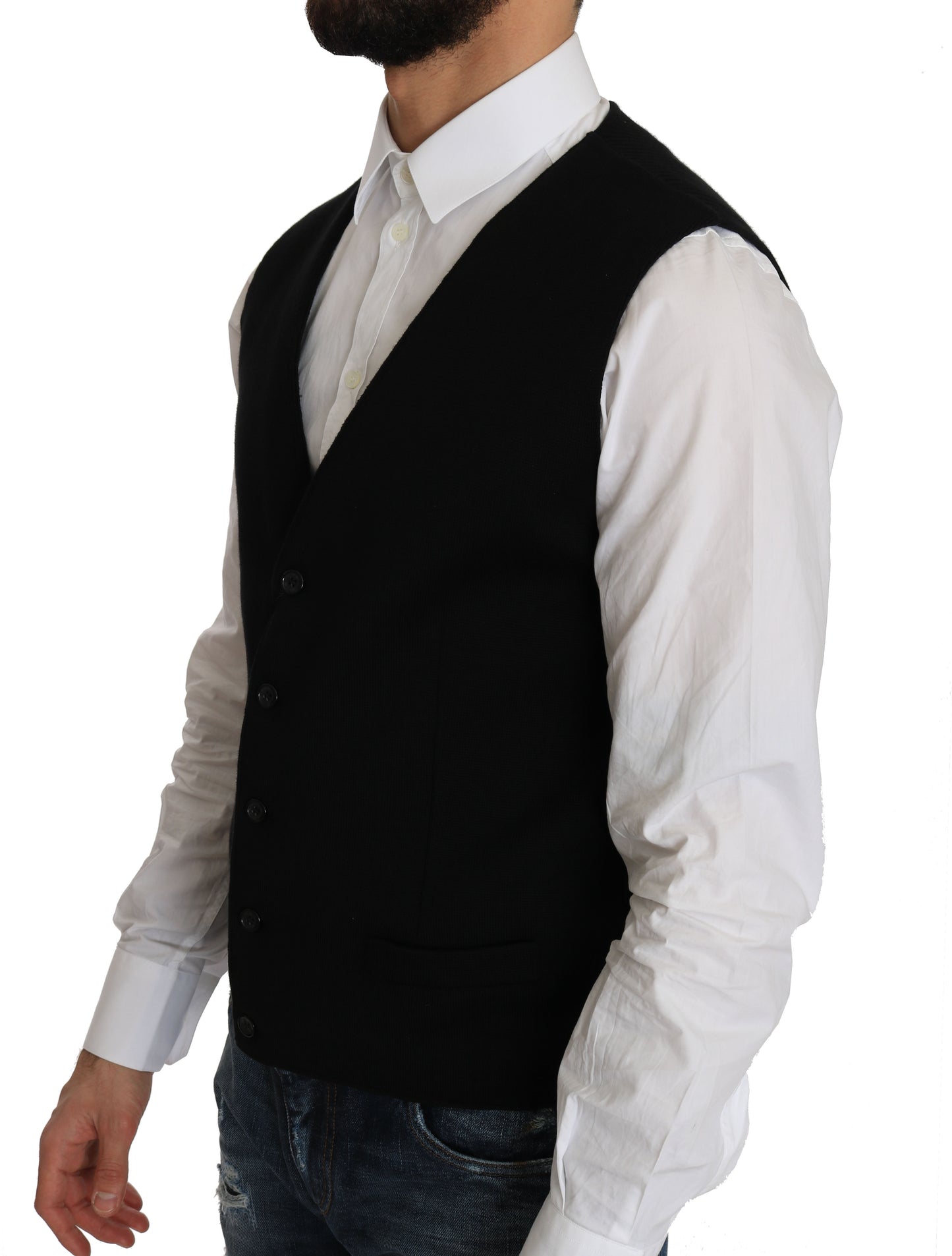 Robe en coton noir Dolce & Gabbana avec gilet tissé