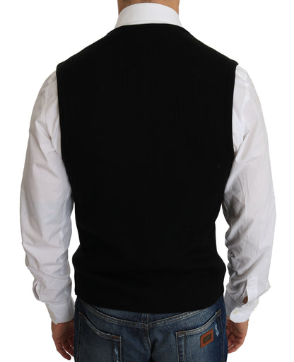 Robe en coton noir Dolce & Gabbana avec gilet tissé