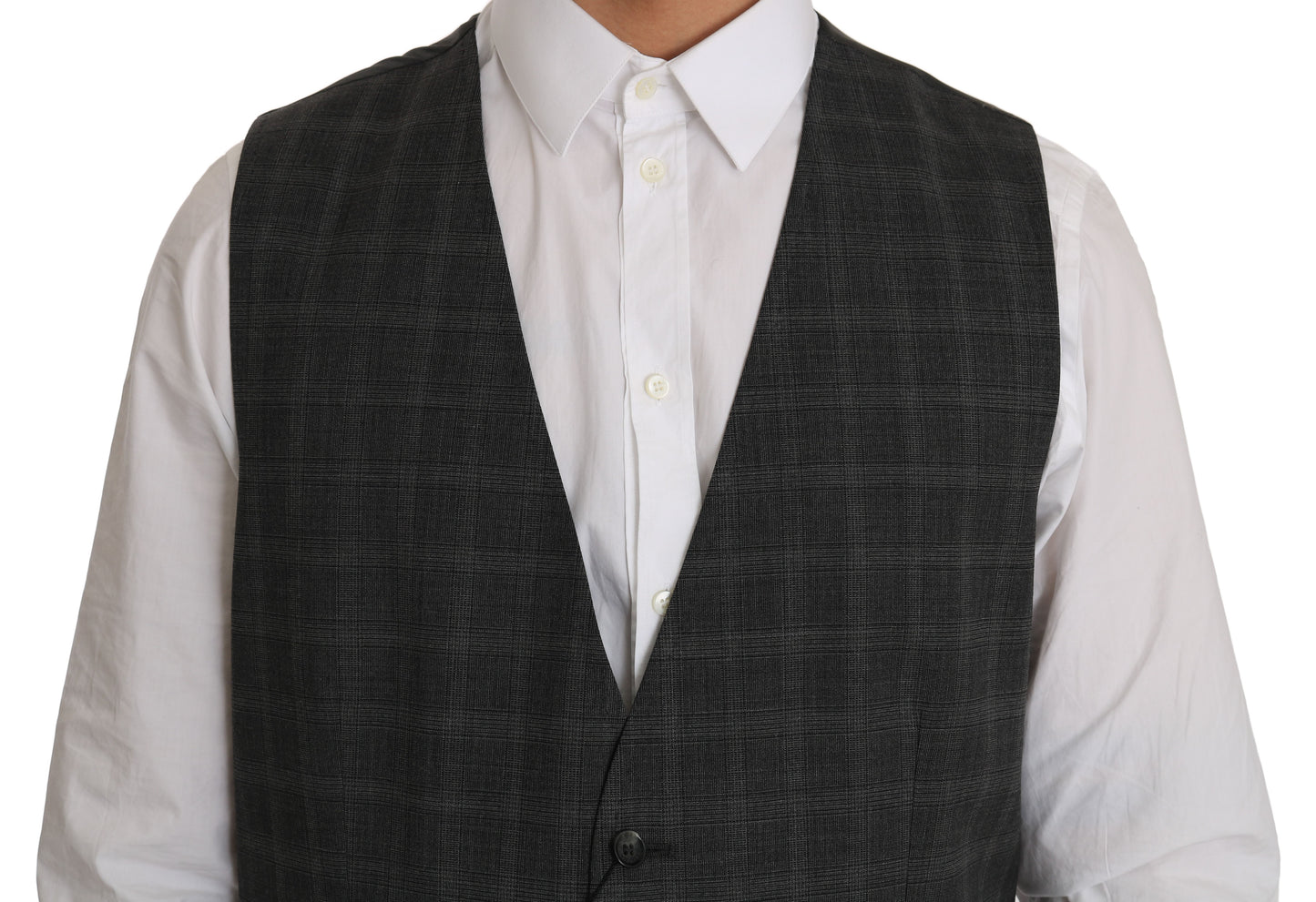 Gilet extensible à carreaux Dolce & Gabbana en laine grise STAFF