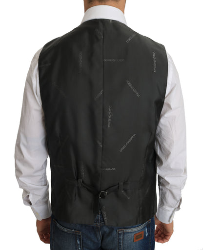 Gilet extensible à carreaux Dolce & Gabbana en laine grise STAFF