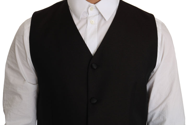 Gilet de robe en soie noire Dolce & Gabbana
