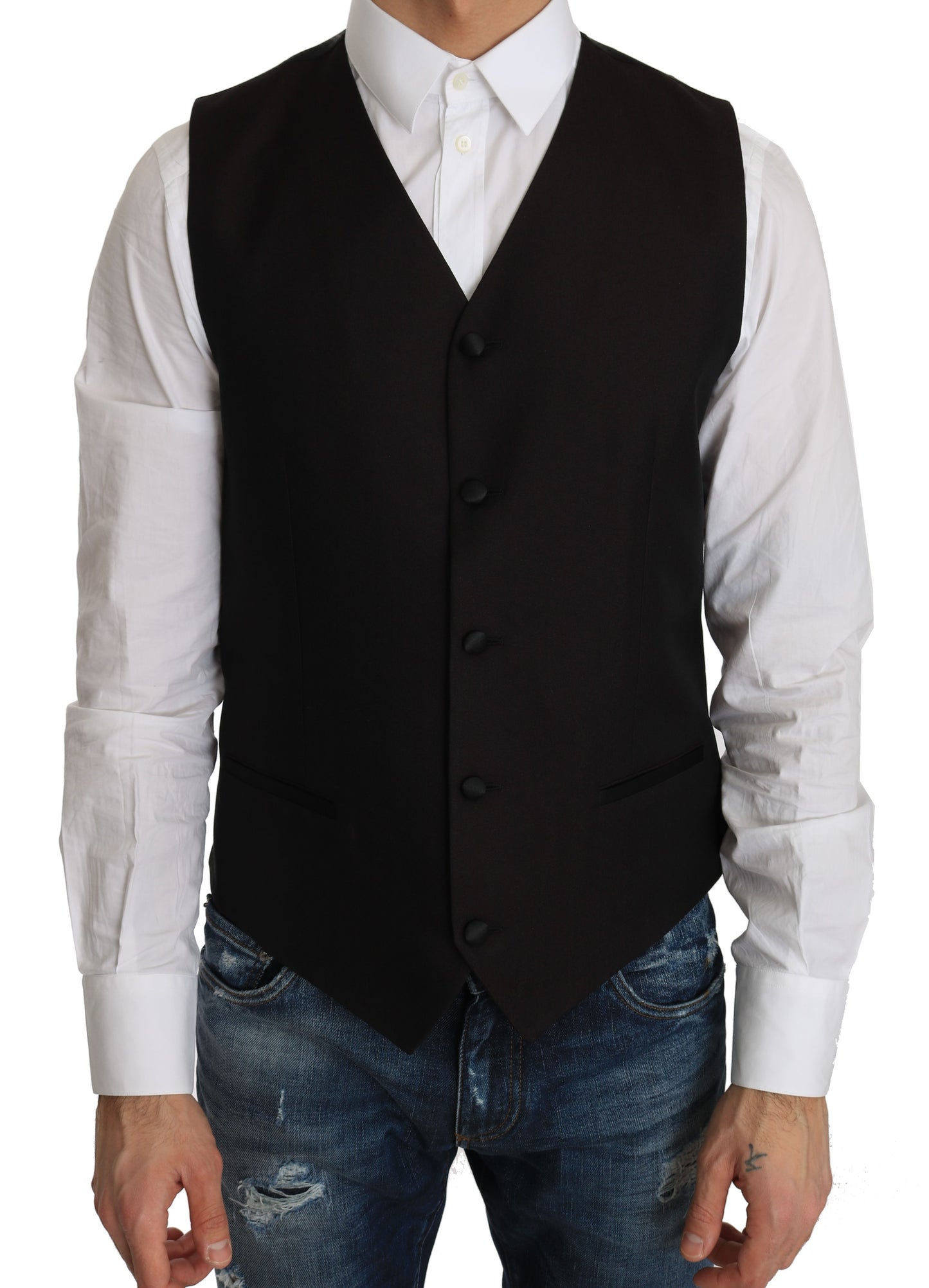 Gilet de robe en soie noire Dolce & Gabbana