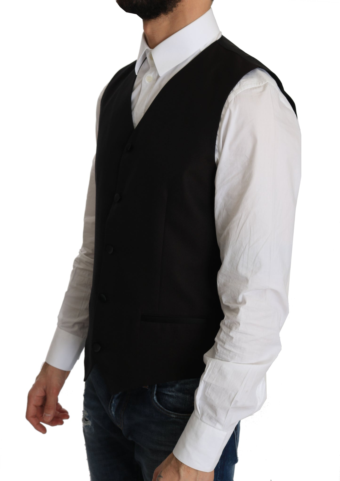 Gilet de robe en soie noire Dolce & Gabbana