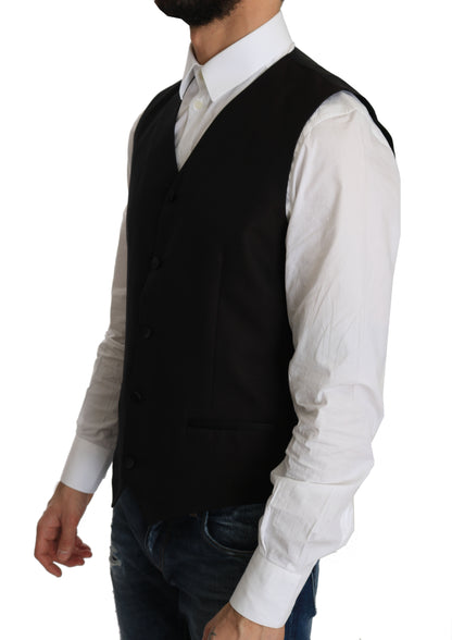 Gilet de robe en soie noire Dolce & Gabbana