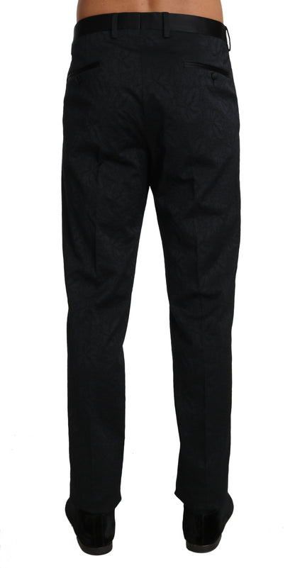 Pantalon de cérémonie en brocart de coton noir Dolce & Gabbana