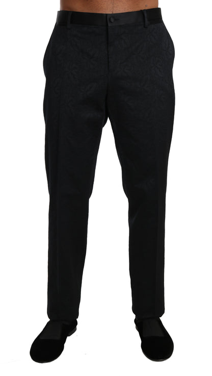 Pantalon de cérémonie en brocart de coton noir Dolce & Gabbana