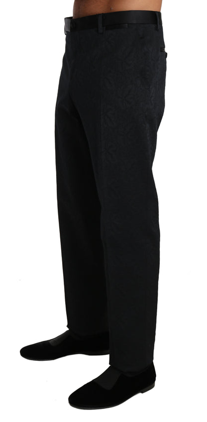Pantalon de cérémonie en brocart de coton noir Dolce & Gabbana