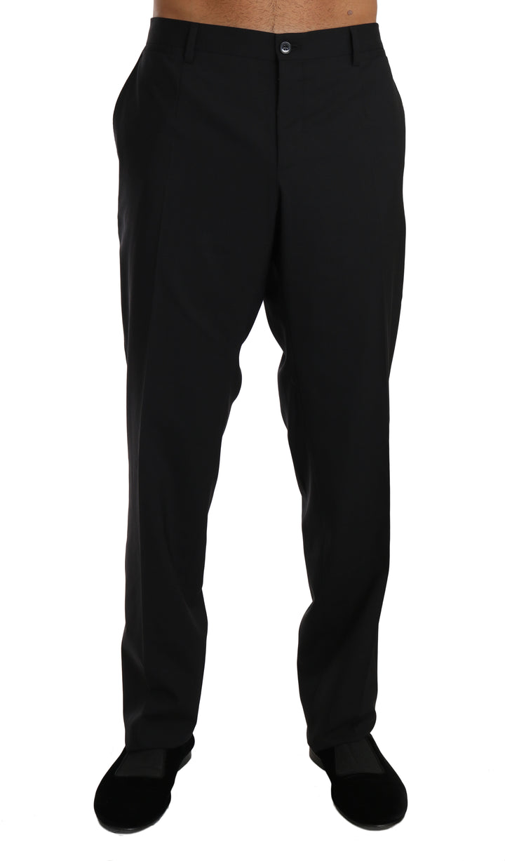 Pantalones de vestir elásticos de lana negros de Dolce & Gabbana