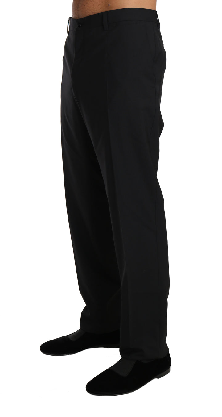 Pantalones de vestir elásticos de lana negros de Dolce & Gabbana