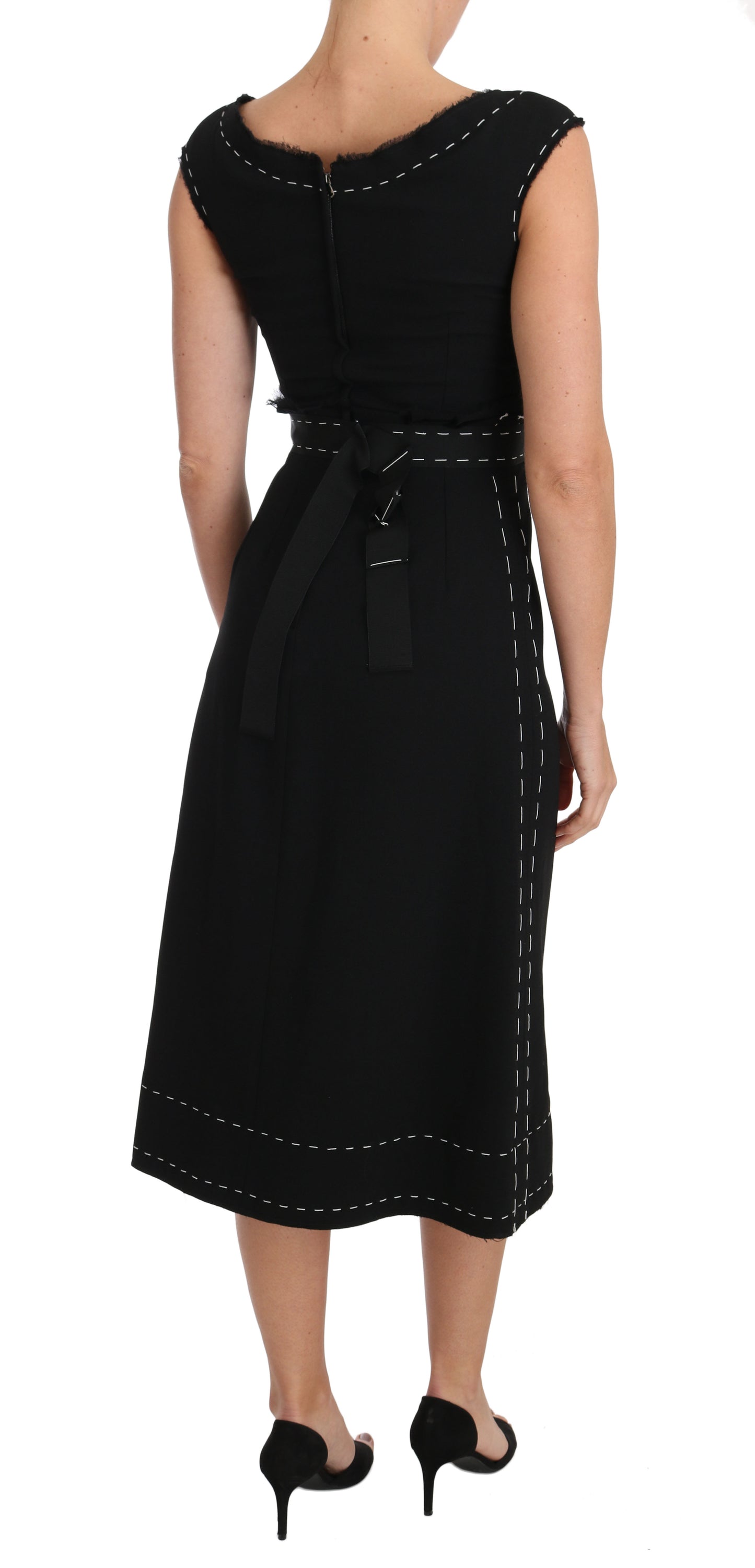 Robe fourreau trapèze Dolce & Gabbana en laine stretch noire