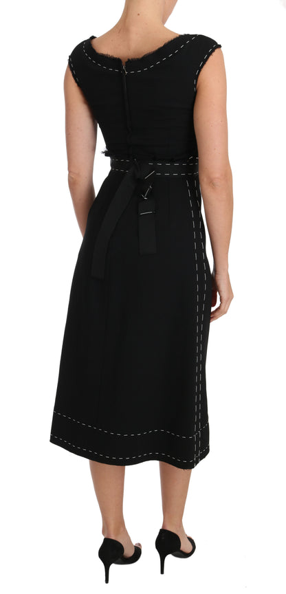 Robe fourreau trapèze Dolce & Gabbana en laine stretch noire