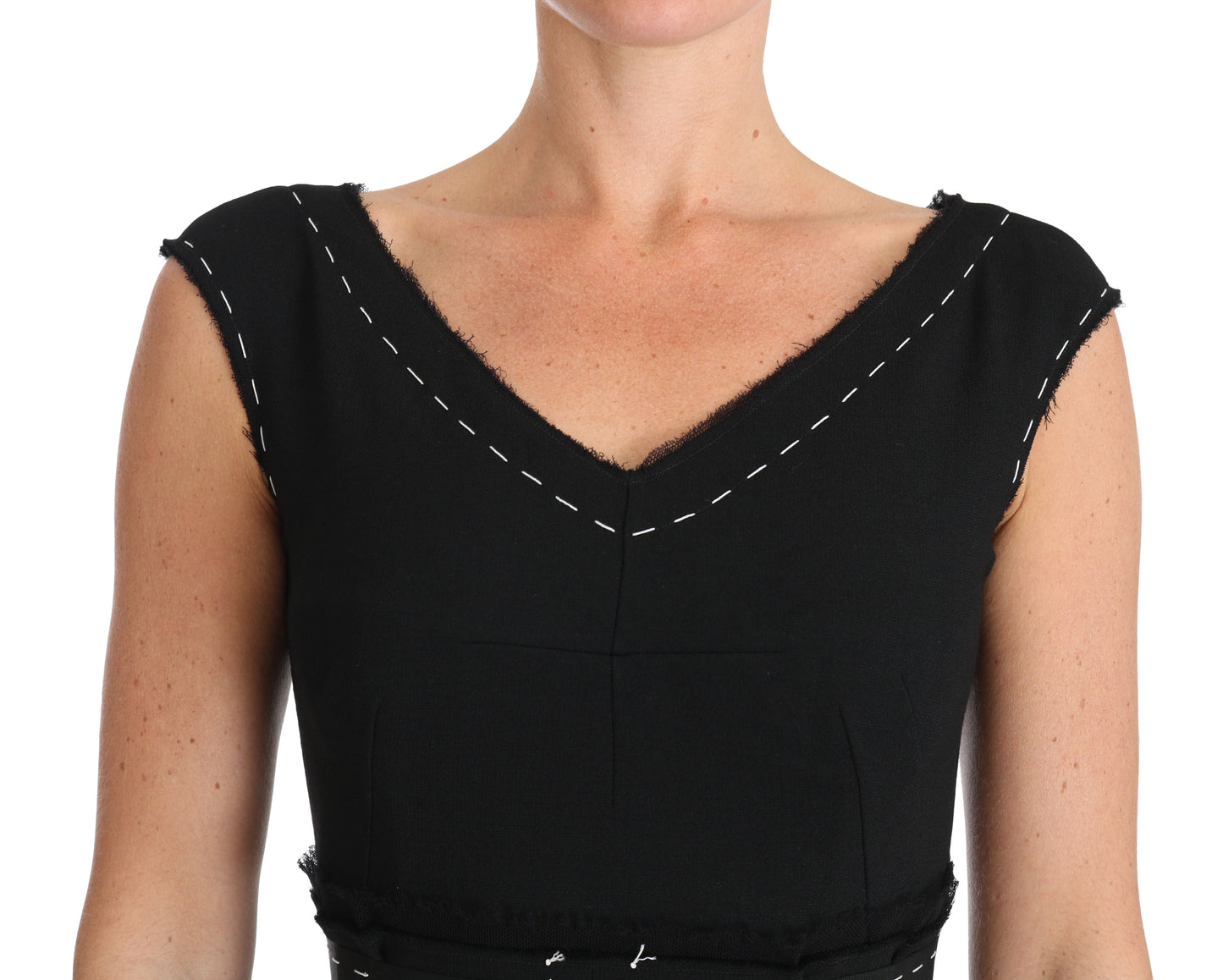 Robe fourreau trapèze Dolce & Gabbana en laine stretch noire