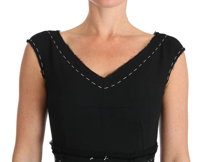 Robe fourreau trapèze Dolce & Gabbana en laine stretch noire