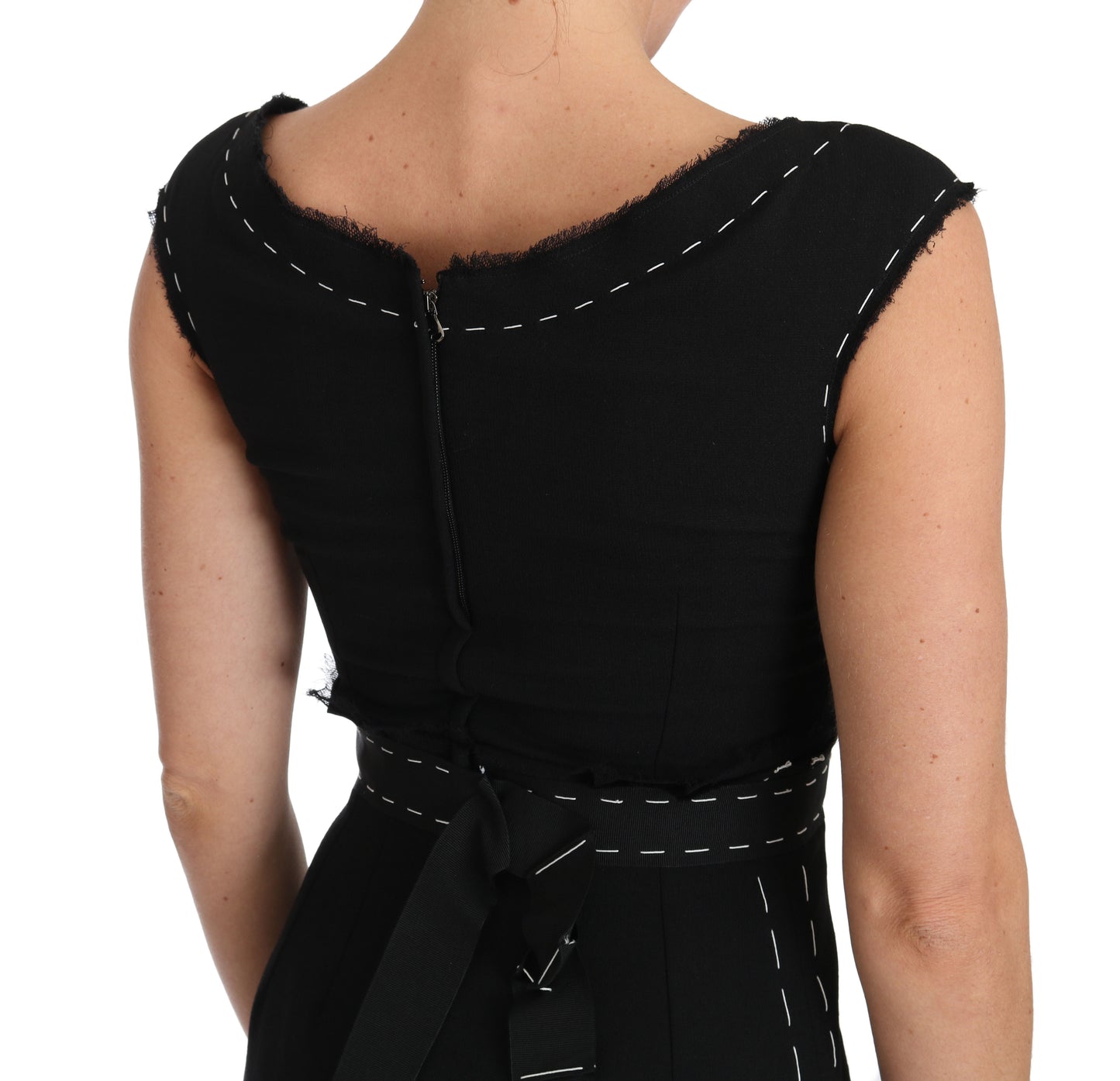 Robe fourreau trapèze Dolce & Gabbana en laine stretch noire