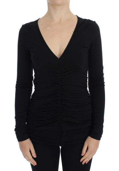 Pull à manches longues Versace Jeans noir extensible