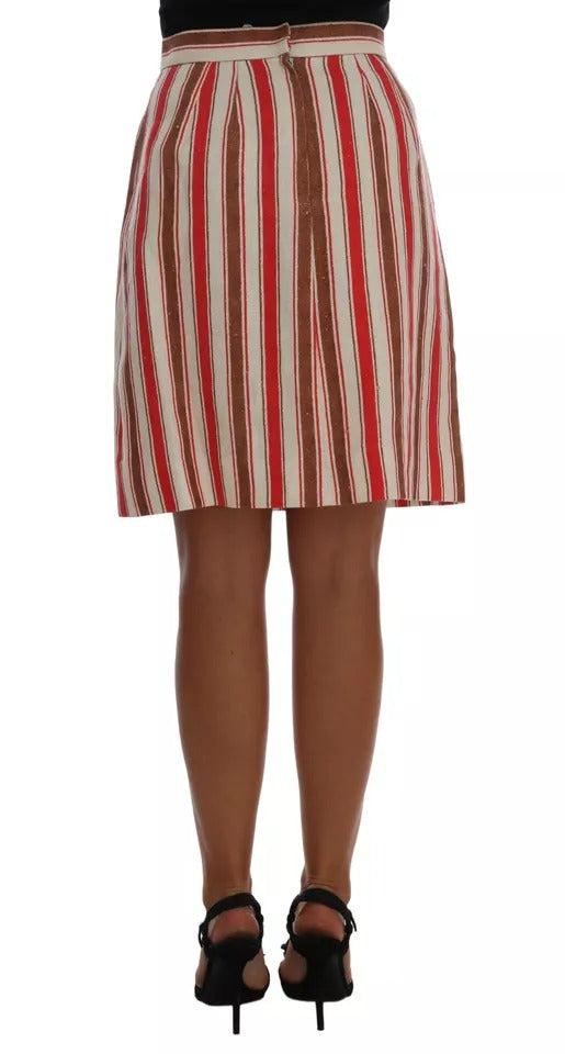 Falda midi de algodón a rayas multicolor Portofino de Dolce & Gabbana