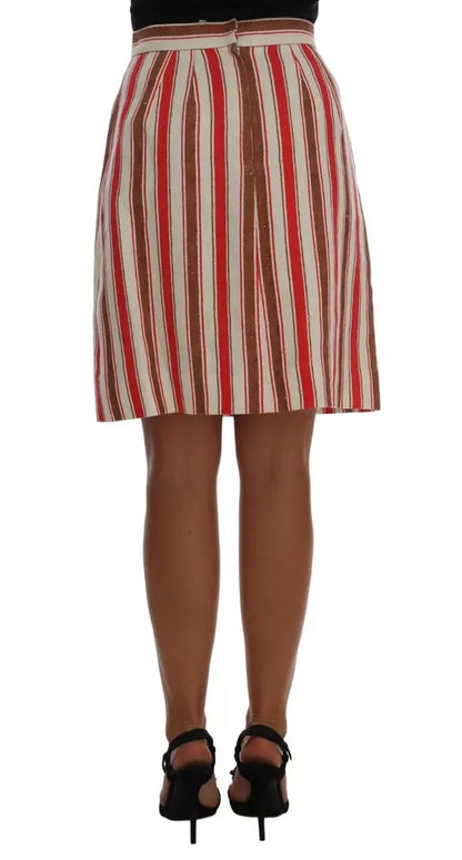 Falda midi de algodón a rayas multicolor Portofino de Dolce & Gabbana