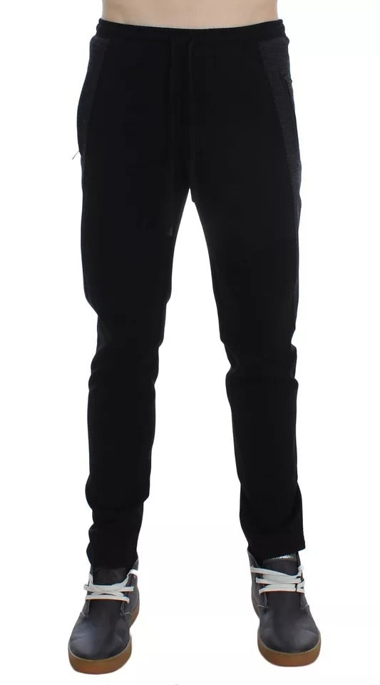 Pantalon décontracté Dolce & Gabbana en laine noire et grise à rayures