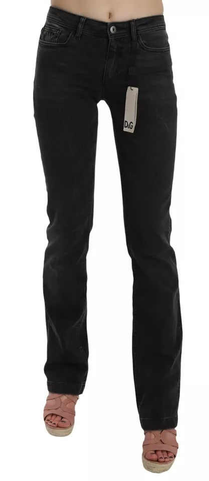 Dolce & Gabbana Jean en coton noir coupe slim Pantalon D&G