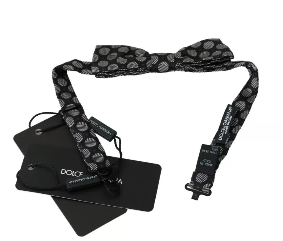 Corbata y pajarita de seda negra con círculos de Dolce & Gabbana para hombre