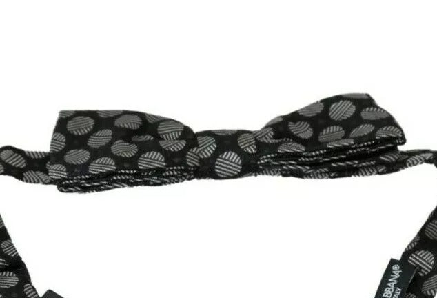 Corbata y pajarita de seda negra con círculos de Dolce & Gabbana para hombre