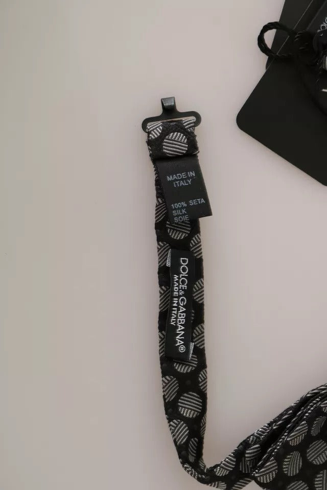 Corbata y pajarita de seda negra con círculos de Dolce & Gabbana para hombre