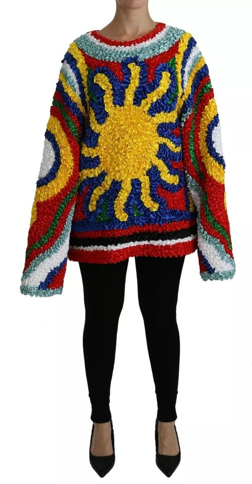 Top blusa suéter con volantes Sun multicolor de Dolce & Gabbana