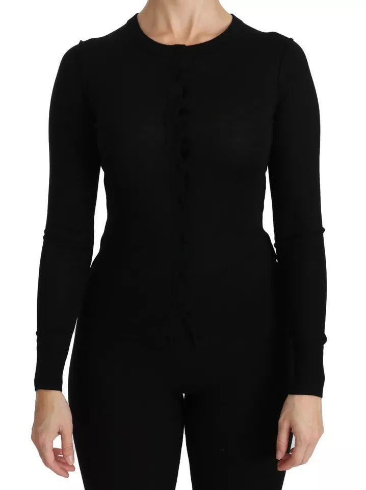 Dolce & Gabbana Blusa de manga larga de lana virgen negra