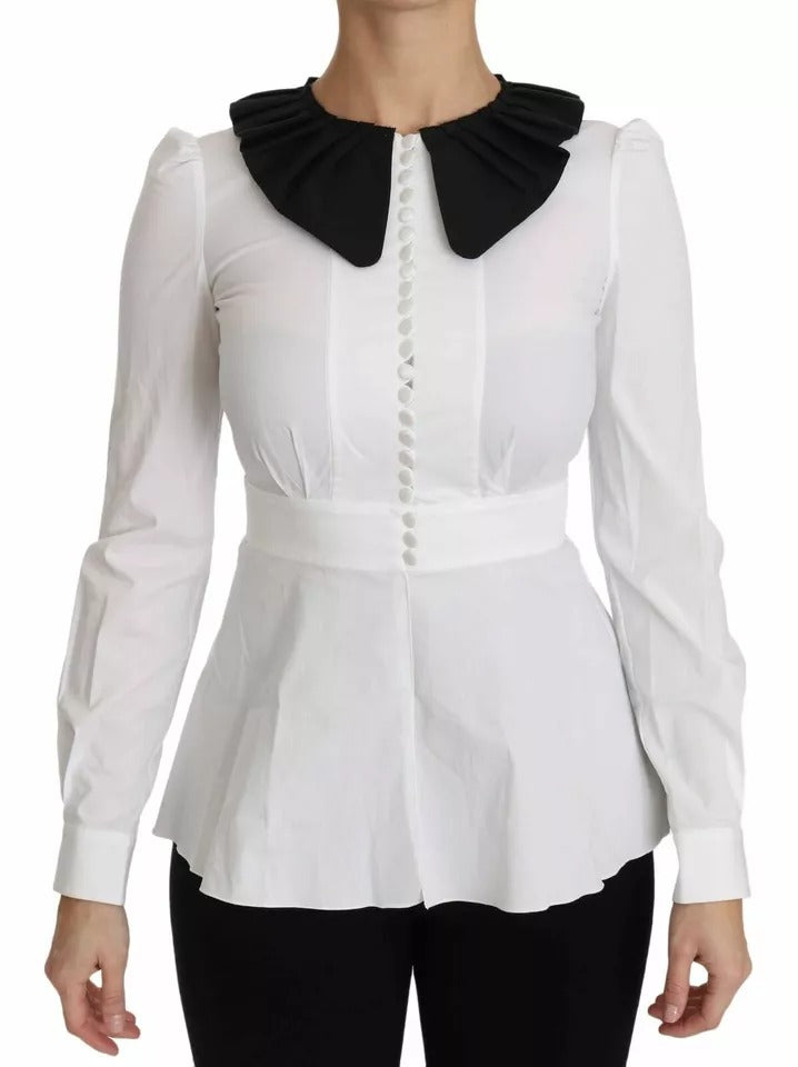 Camisa-blusa Dolce & Gabbana negra y blanca con botones decorativos