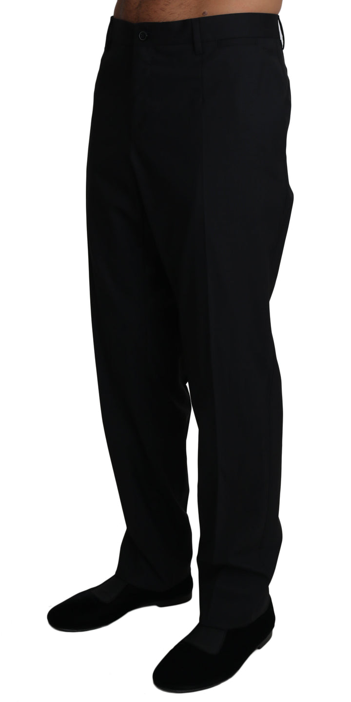 Dolce & Gabbana Pantalones de traje de lana elástica negra