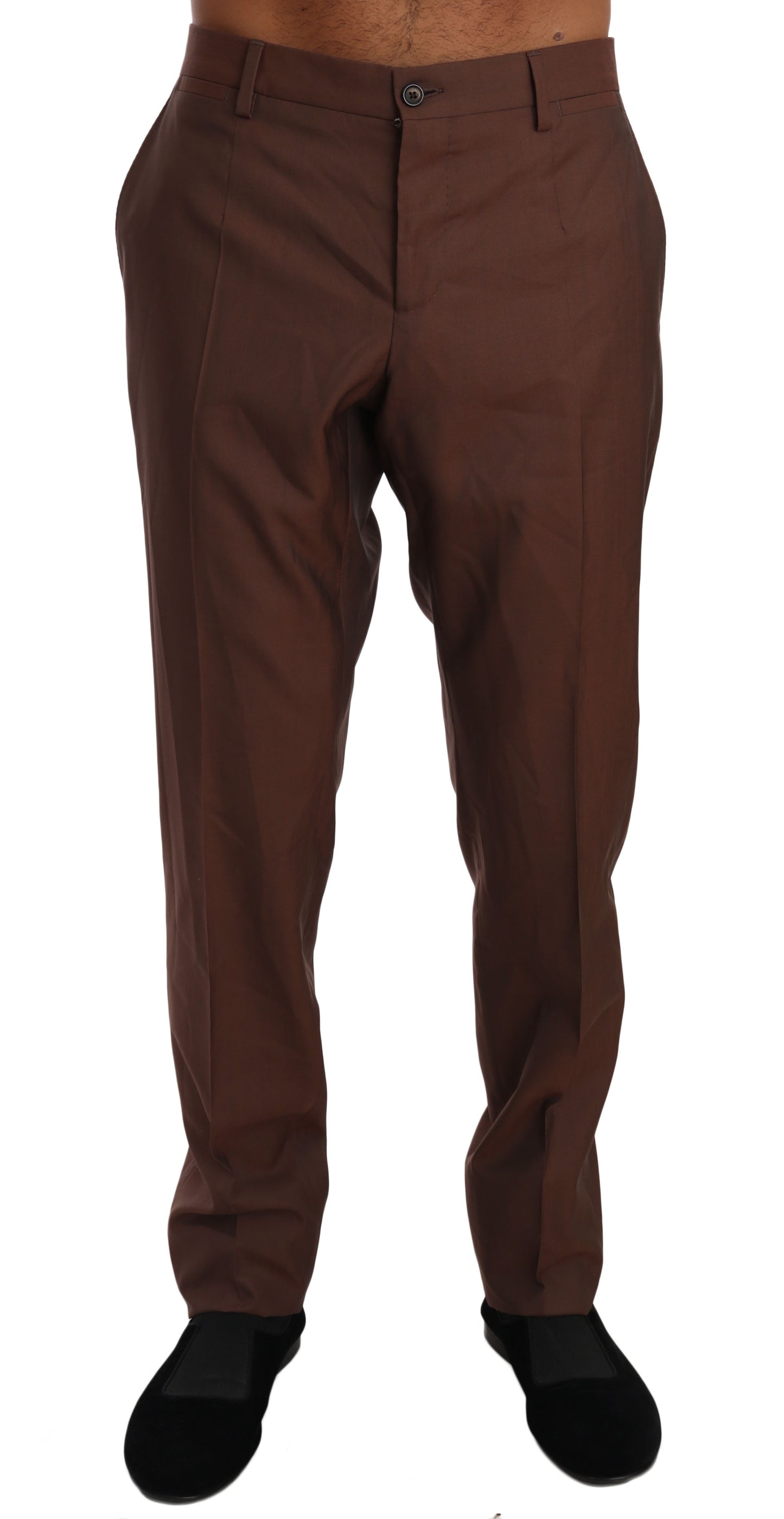 Pantalon de ville Dolce & Gabbana en laine et soie marron