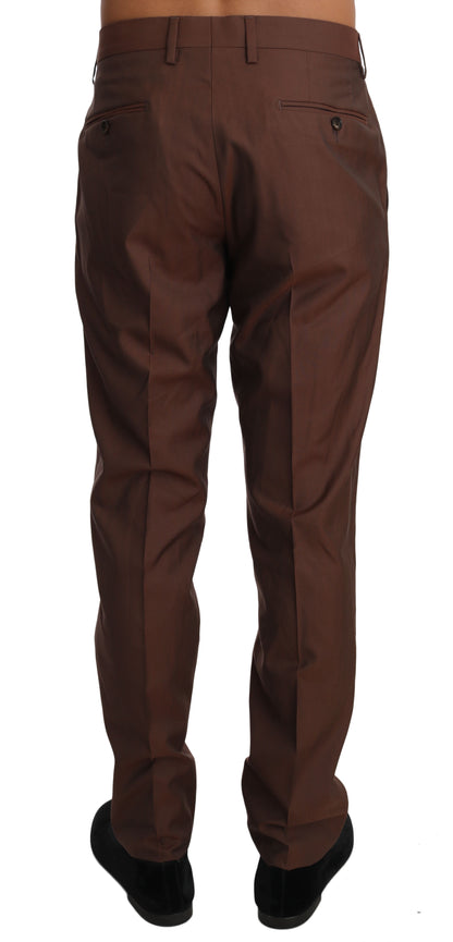 Pantalon de ville Dolce & Gabbana en laine et soie marron