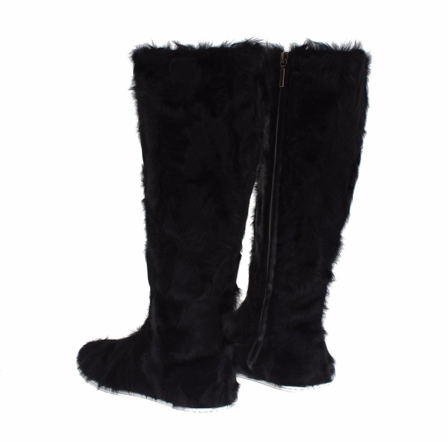 Bottes en cuir d'agneau et fourrure Xiangao noires Dolce & Gabbana