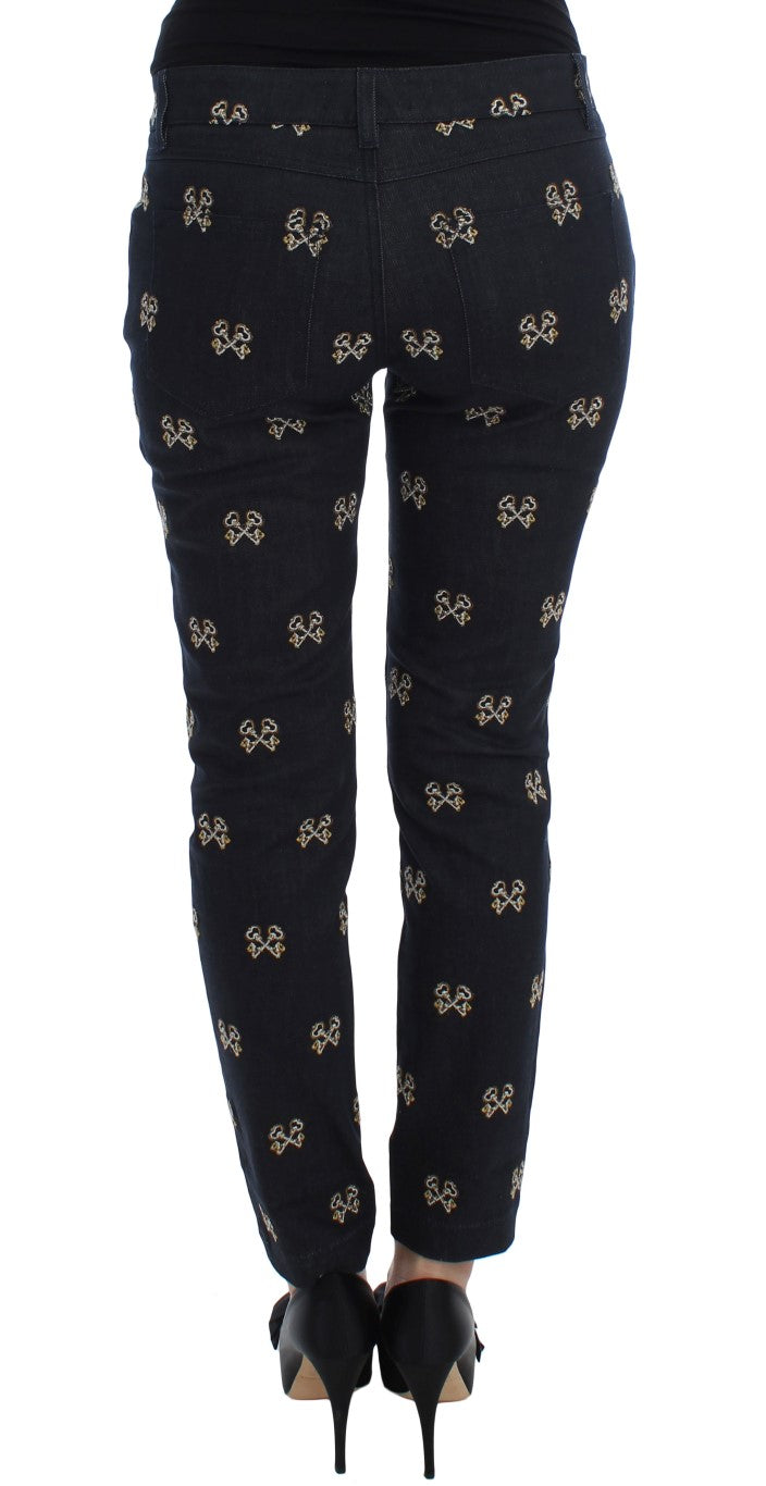 Jean KATE Dolce & Gabbana bleu brodé clé coupe ajustée