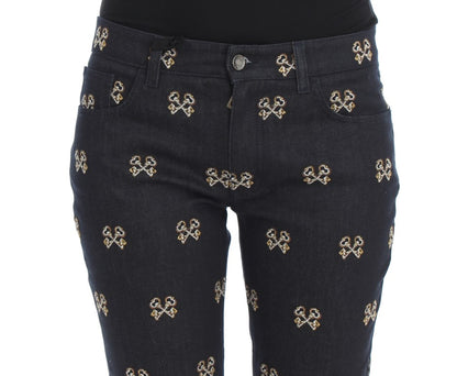 Jean KATE Dolce & Gabbana bleu brodé clé coupe ajustée