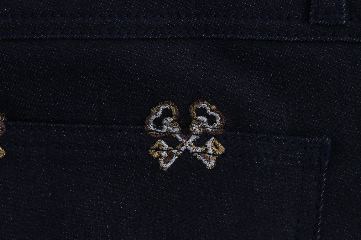 Jean KATE Dolce & Gabbana bleu brodé clé coupe ajustée