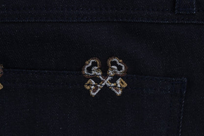 Jean KATE Dolce & Gabbana bleu brodé clé coupe ajustée
