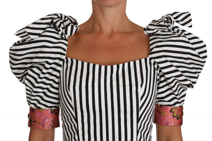 Haut court rayé noir et blanc Dolce & Gabbana avec manches bouffantes