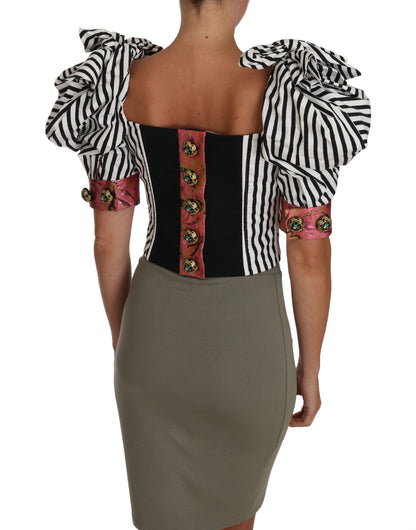 Haut court rayé noir et blanc Dolce & Gabbana avec manches bouffantes