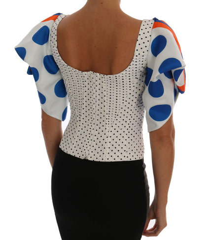 Haut bustier corset en soie à pois blanc Dolce & Gabbana