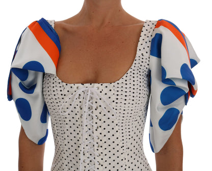 Haut bustier corset en soie à pois blanc Dolce & Gabbana