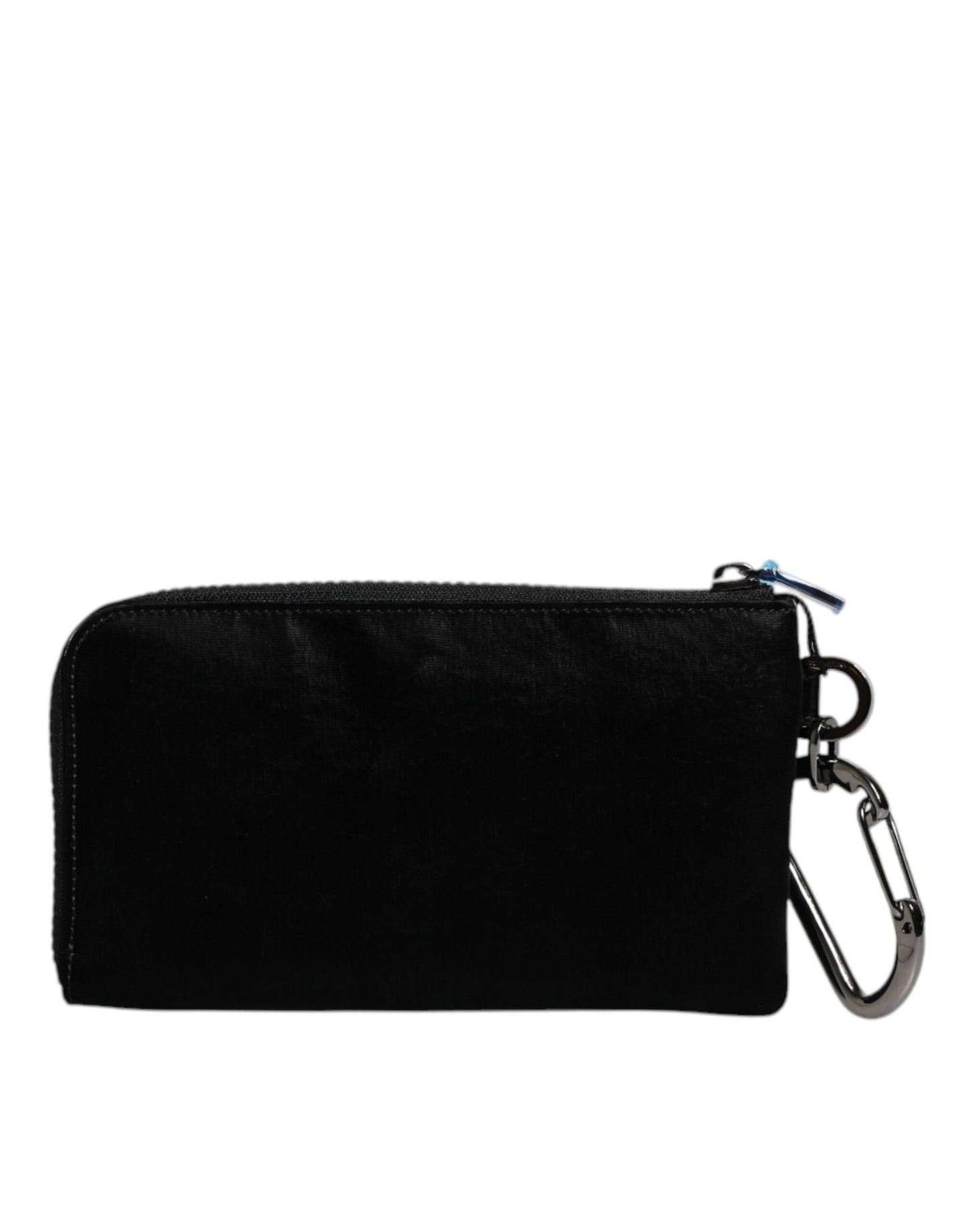 Dolce & Gabbana Pochette Zippée en Nylon Noir avec Logo et Porte-Clés