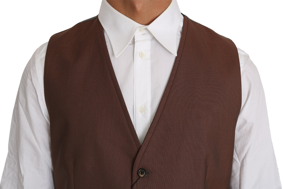 Gilet en Laine et Soie Marron Dolce & Gabbana