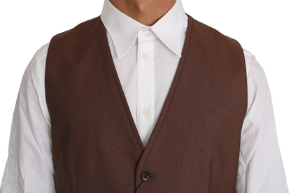 Gilet en Laine et Soie Marron Dolce & Gabbana